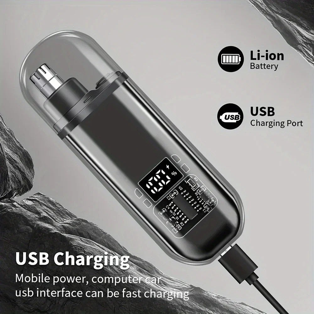 Men Nose Ear Hair Trimmer USB Rechargeable Portable Grooming Clipper