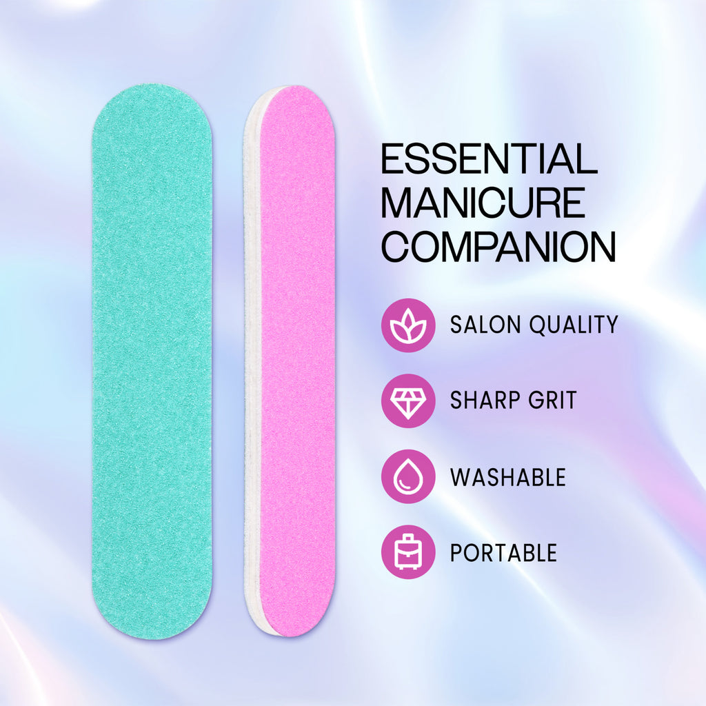 Mini Double-Sided Nail Files Set for Manicures & Nail Prep - Reusable Emery Boards