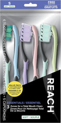 Reach Essential Soft Toothbrushes with Cap - 6 Pack for Family Oral Care