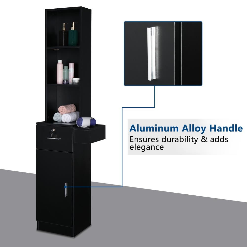 Salon Wall Mounted Storage Cabinet with Lockable Drawers & Shelves for Hairdressing Equipment