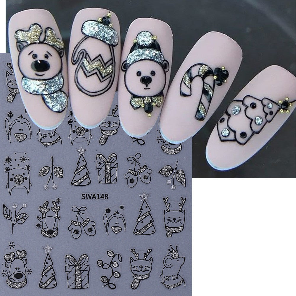 Christmas Snowflake Nail Art Stickers - Self-Adhesive, Multiple Variants