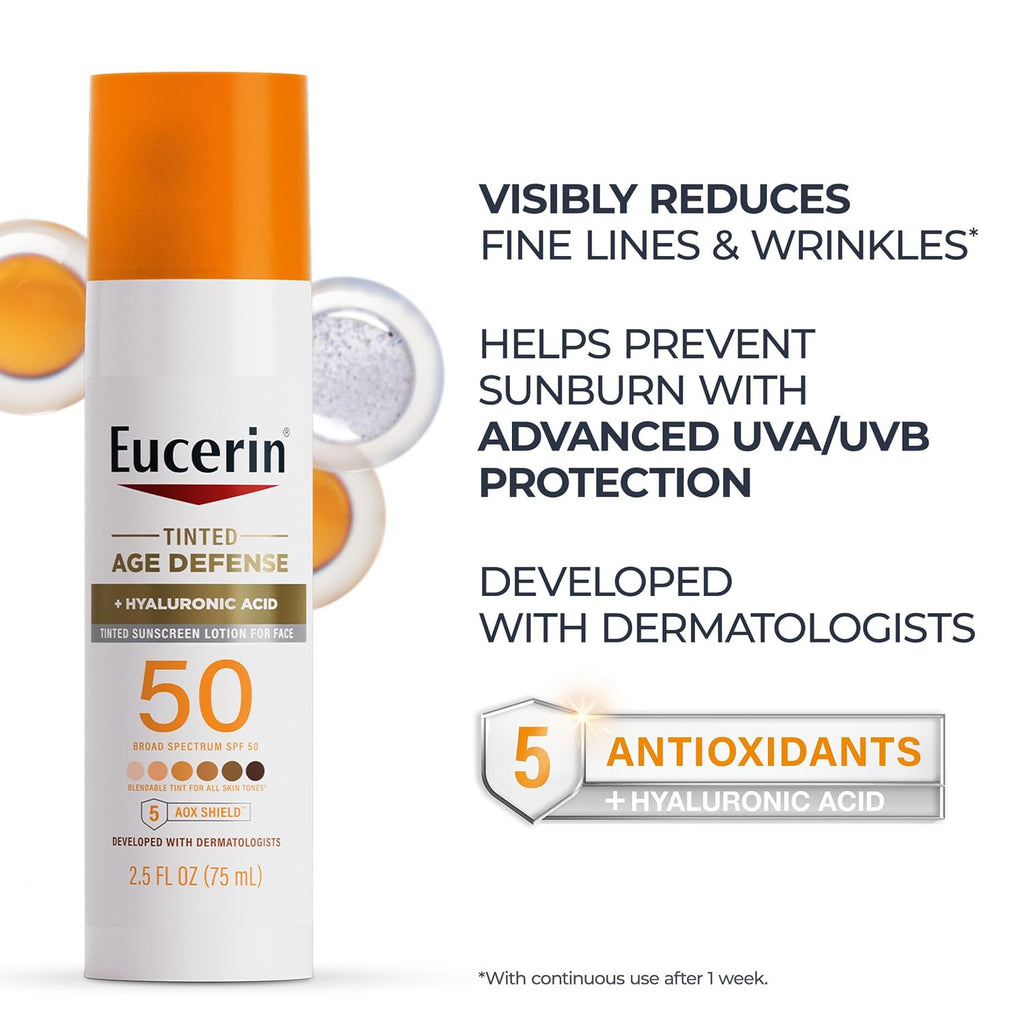 Eucerin Tinted SPF 50 Face Sunscreen Lotion with Hyaluronic Acid 2.5 fl oz