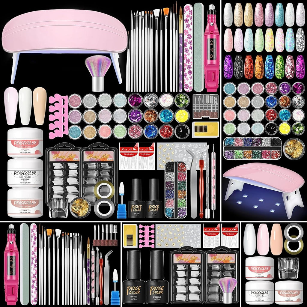Professional Acrylic Nail Kit with Drill and UV Light for DIY Manicure