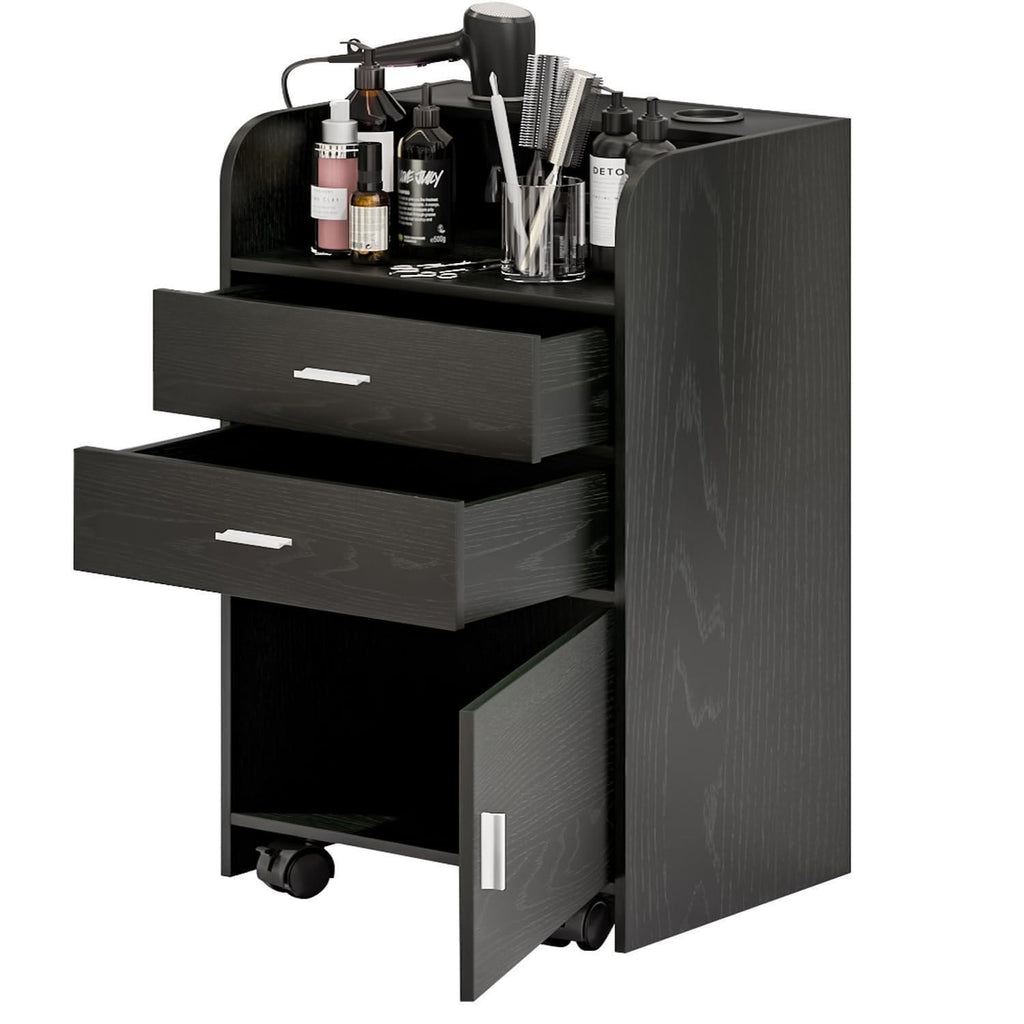 Salon Barber Station with Wheels, Storage Cabinet for Beauty Spa Equipment
