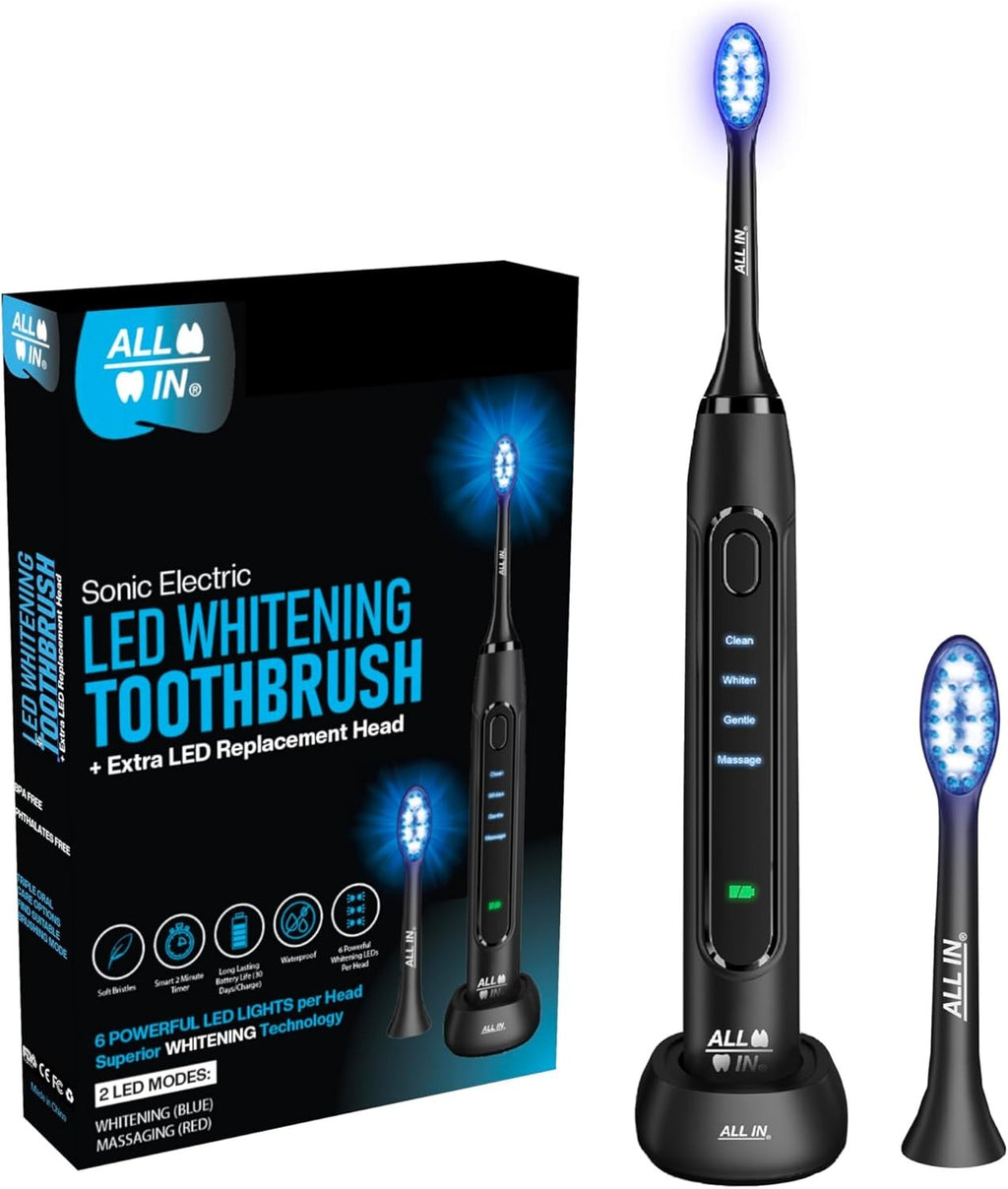 Rechargeable Sonic Electric Toothbrush with LED Light Therapy for Whitening & Gum Care