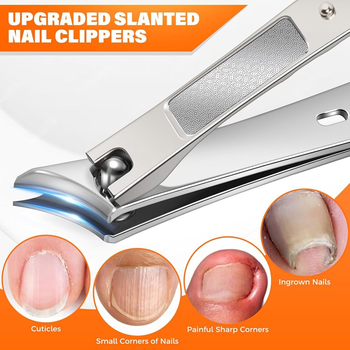 Heavy Duty Nail Clipper Set for Thick & Ingrown Nails - 6 Pieces with Carrying Case