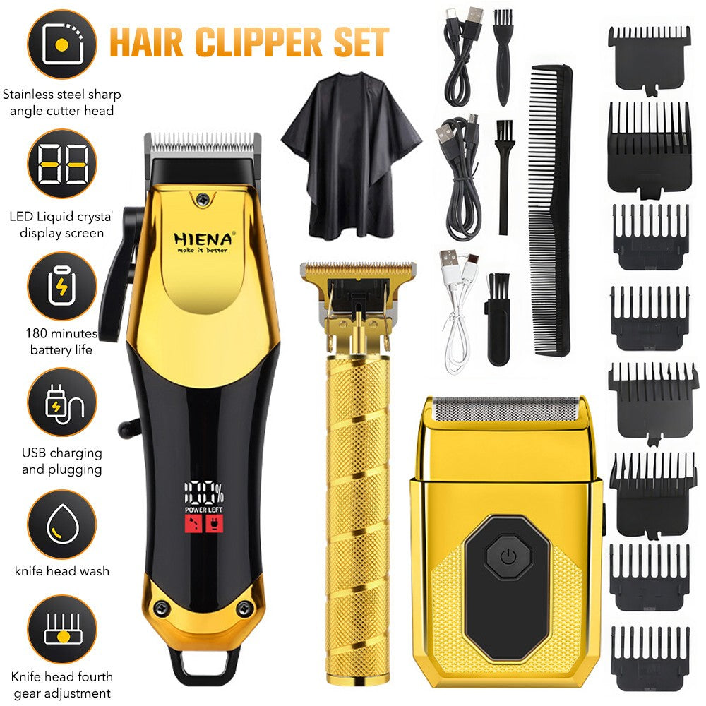 Men's Cordless Hair Clipper & Trimmer Set for Grooming and Barbering
