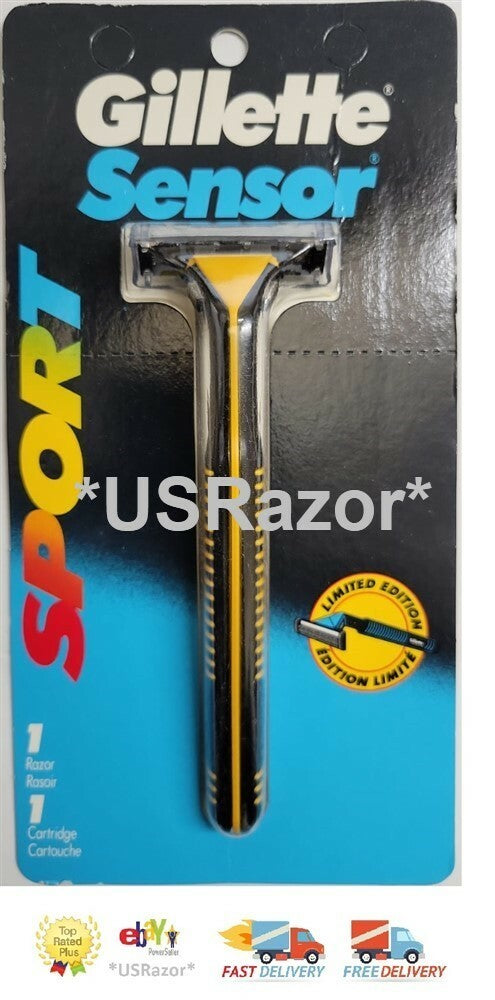 Gillette Sensor Razor Handle & Refill Cartridge Yellow - Metal Men & Women Shaver