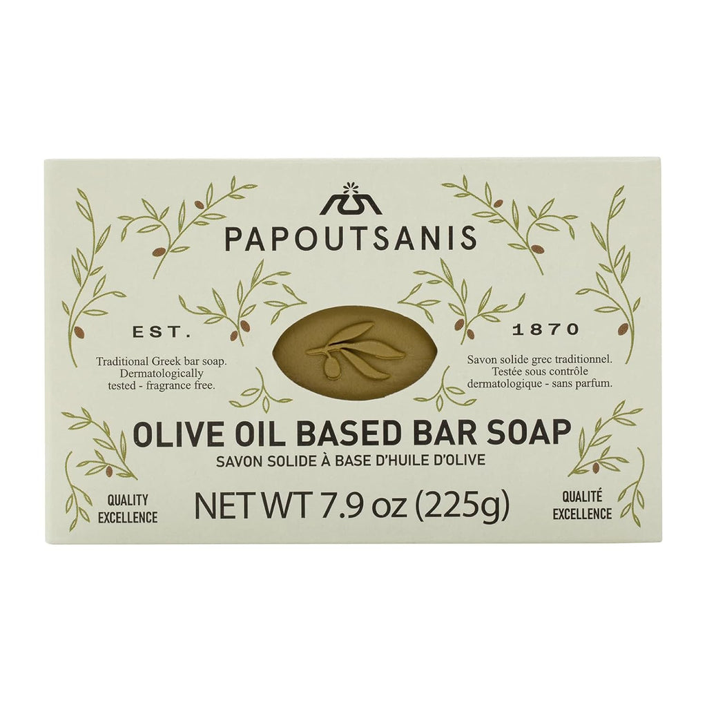 Greek Olive Oil Soap Bars - Unscented, Long-Lasting, Gentle for Sensitive Skin - Pack of 4