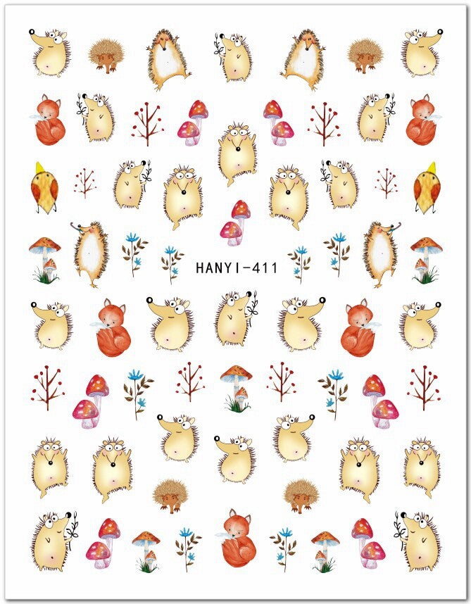 Nail Sticker Set with Pink Sheep and Air Balloon Designs - Assorted Decals for Nail Art