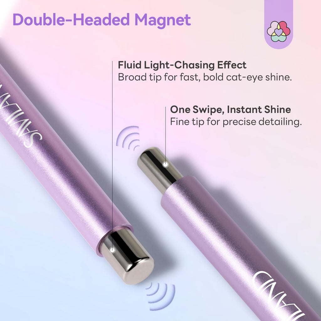Double-Head Cat Eye Magnet Nail Pen Purple 5X Strong Magnetic Tool
