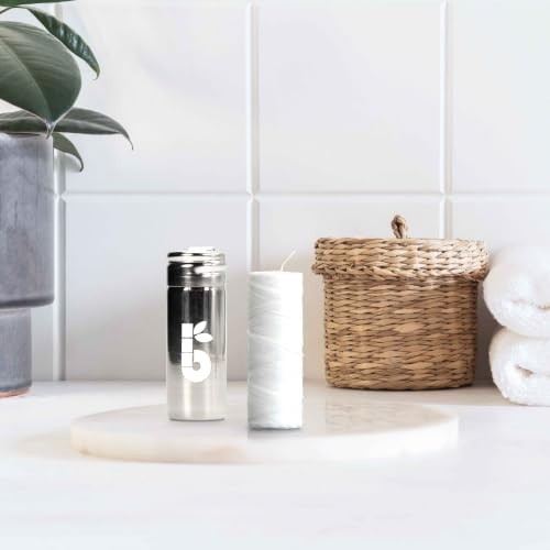 Natural Silk Dental Floss with Mint Flavor - Zero Waste Reusable Stainless Steel Dispenser, 55 Yards
