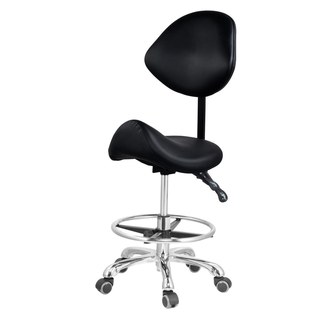 Hydraulic Esthetician Chair Rolling Salon Stool with Adjustable Backrest and Seat