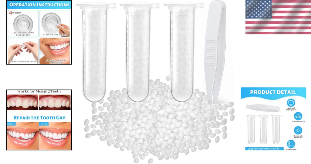 Dental Repair Kit Moldable Thermal Beads for Missing or Broken Teeth
