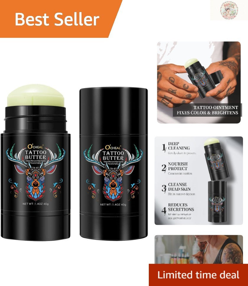 All-Natural Tattoo Moisturizer Balm 1.4 oz - Enhances Color, Prevents Fading