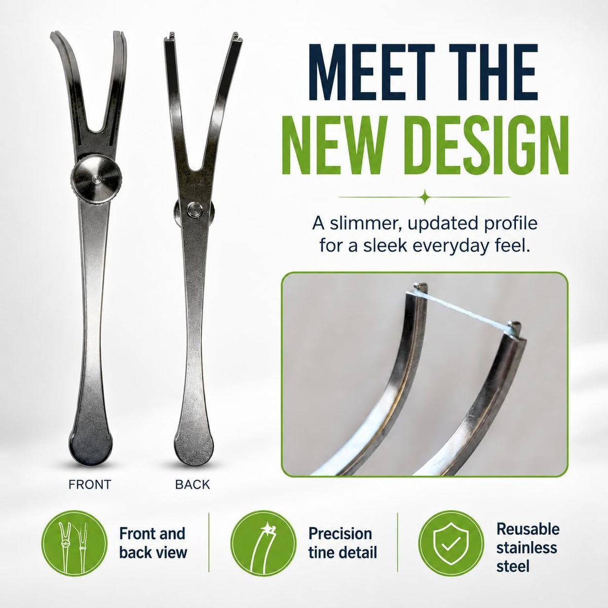 Reusable Stainless Steel Dental Floss Pick Handle with Refillable Design