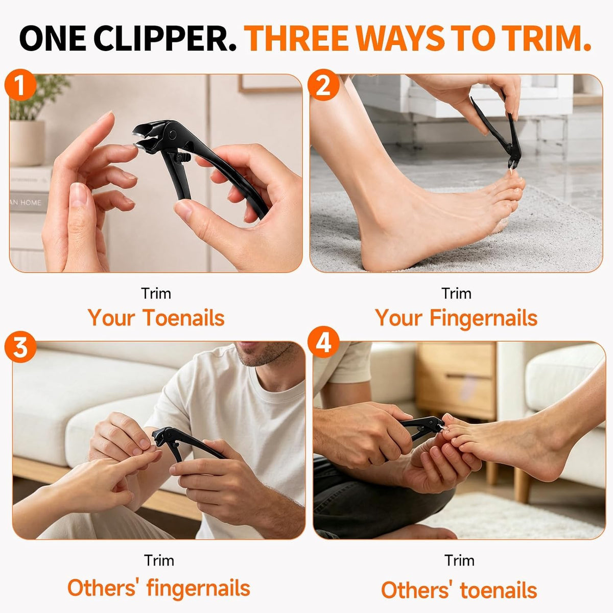 Senior Wide Jaw Angled Nail Clipper for Thick Nails - Ergonomic Handle