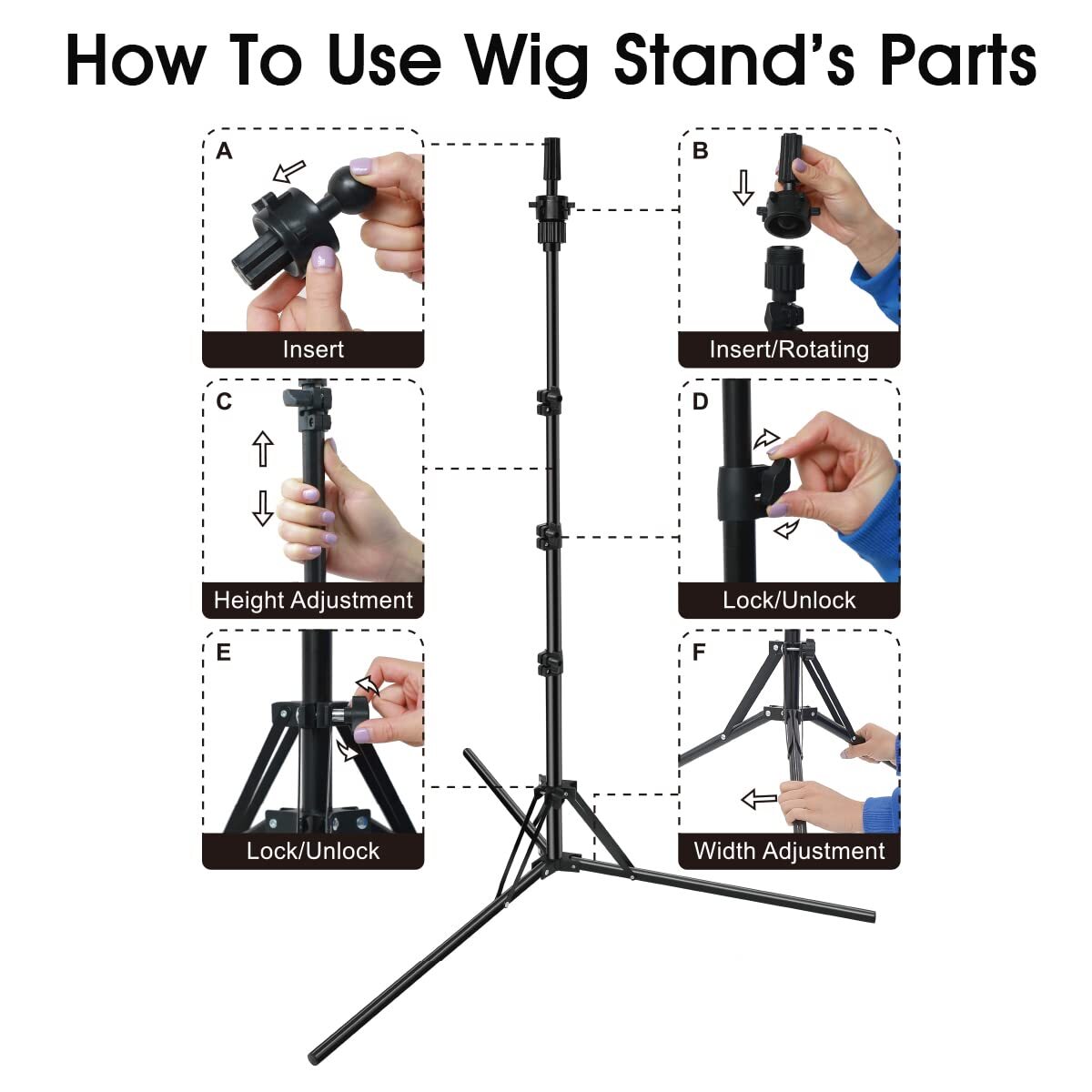 Adjustable Folding Mannequin Head Stand for Wig Styling and Salon Training