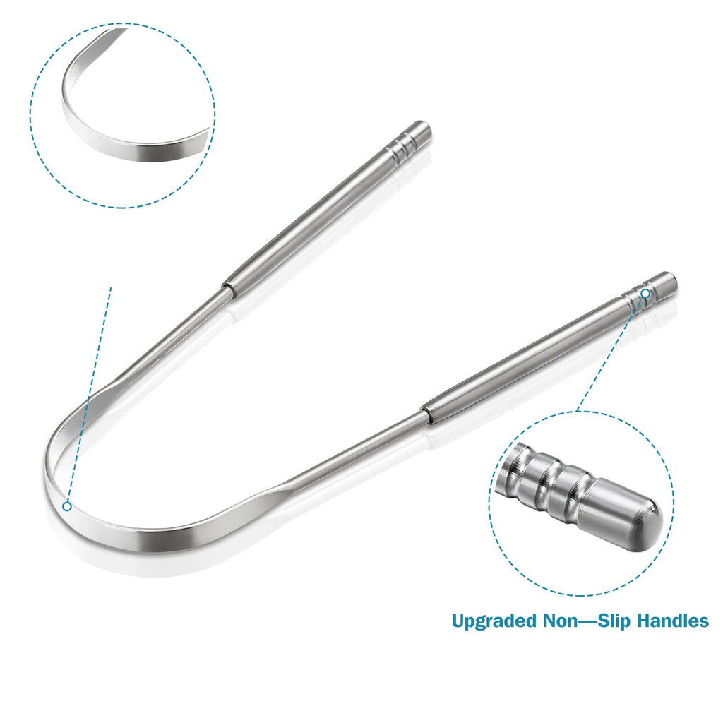 3 Pack Stainless Steel Tongue Scrapers for Adults & Kids - Oral Care Tool
