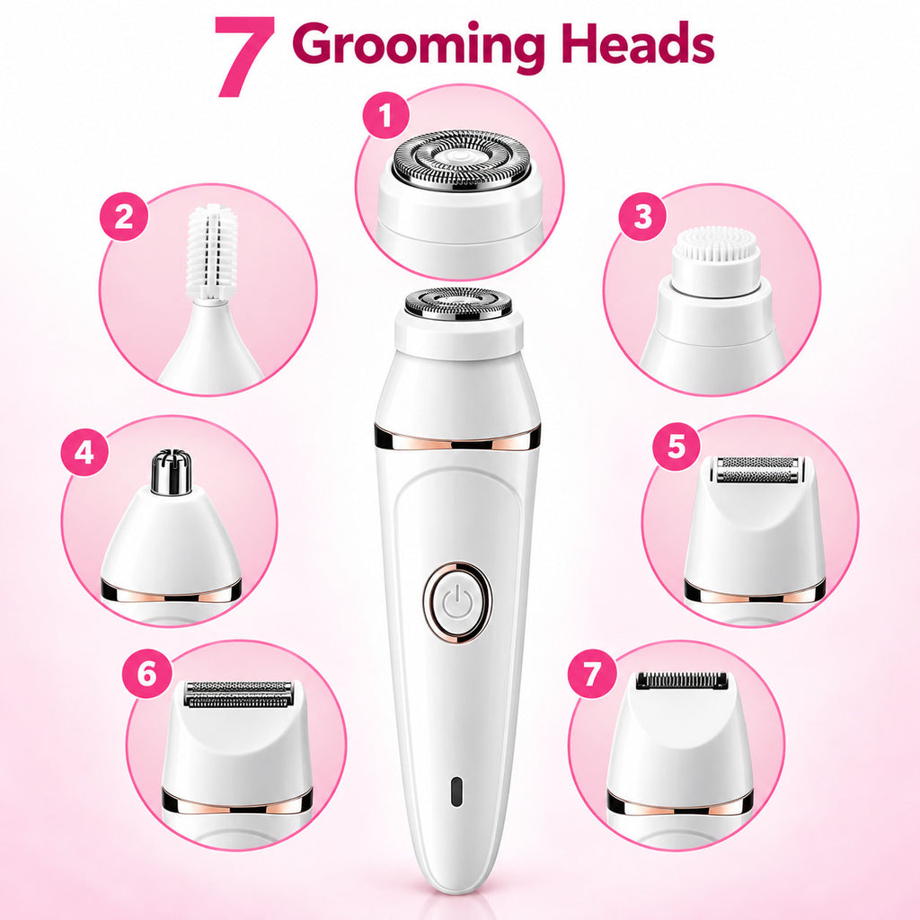 7-in-1 Facial Hair Remover & Face Razor Kit for Women - Painless Grooming