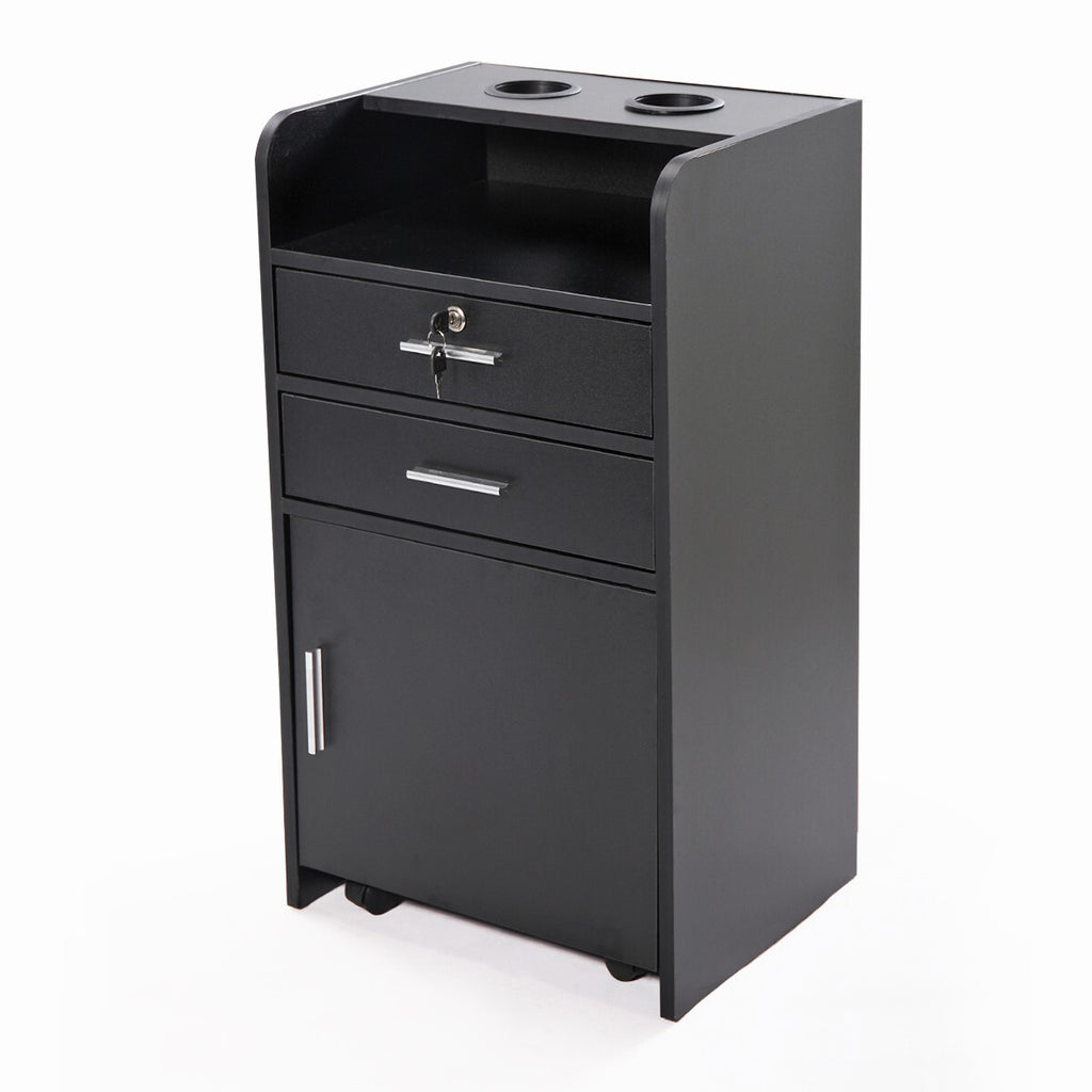 Salon Trolley Cabinet with Drawers & Hair Dryer Holders - Rolling Salon Station