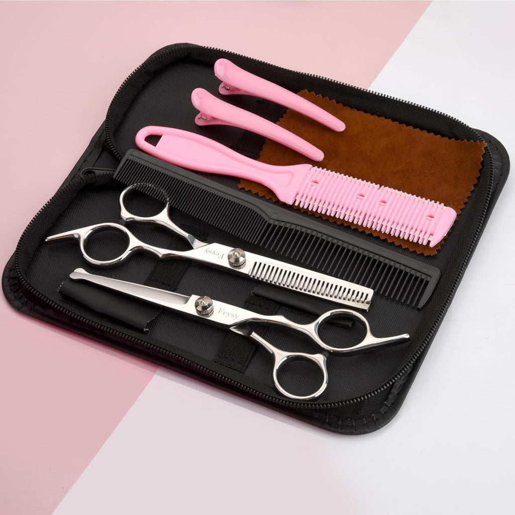 Kids Haircutting Kit with Stainless Steel Scissors & Accessories for Home Use