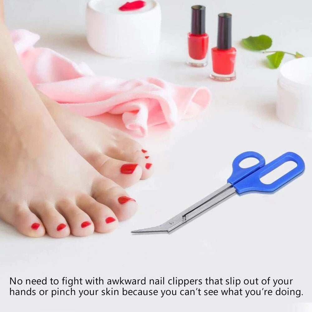 2-Pack Long Handle Toenail Scissors with Easy Grip - Pedicure Nail Clippers