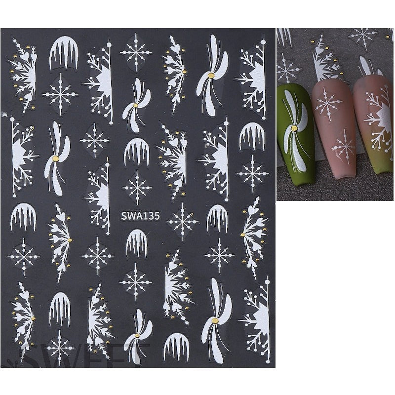 Christmas Snowflake Nail Art Stickers - Self-Adhesive French Tips Decals