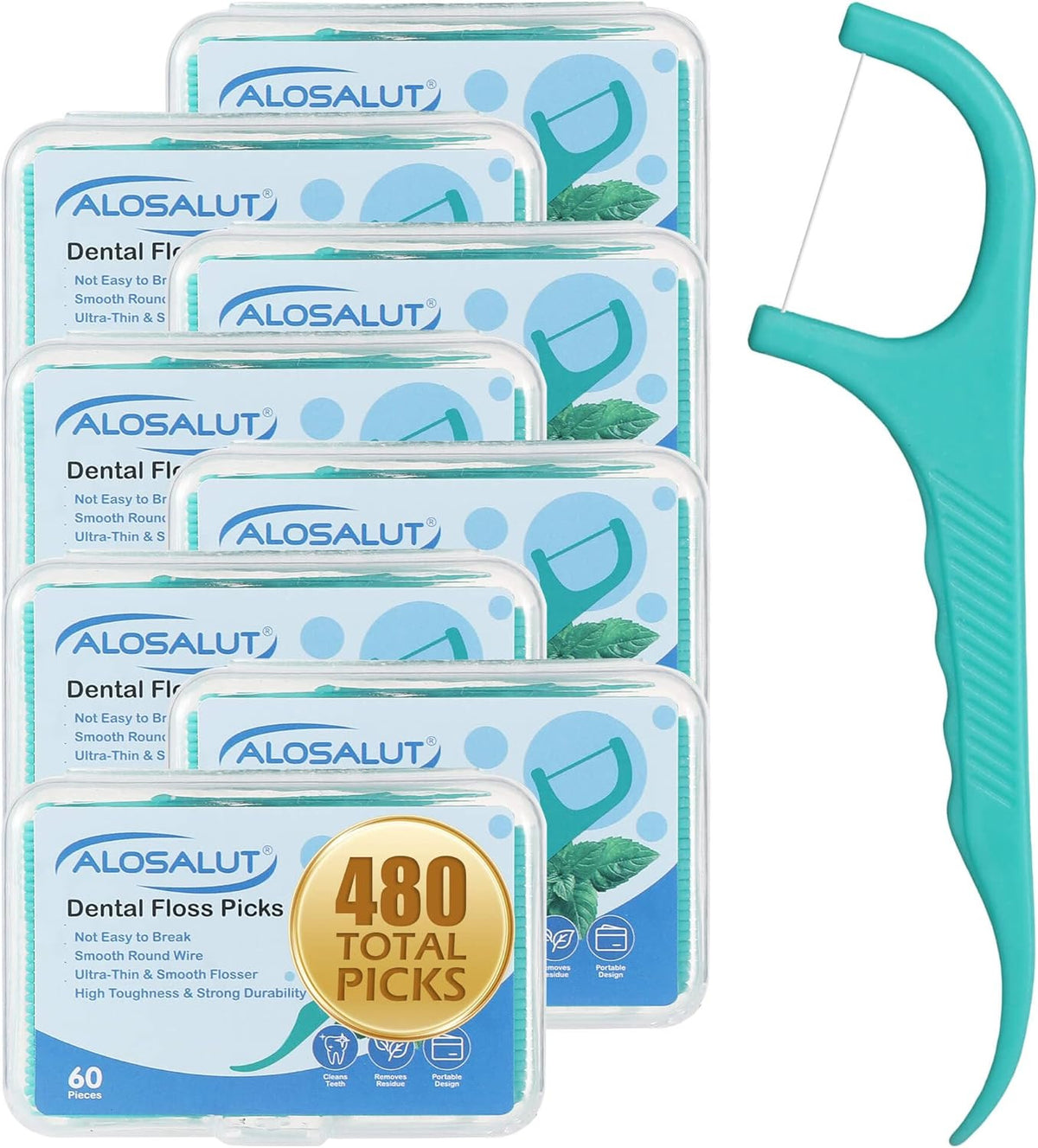 Bulk Mint Floss Picks 480 Count - Dental Flossers with Toothpick for Oral Care