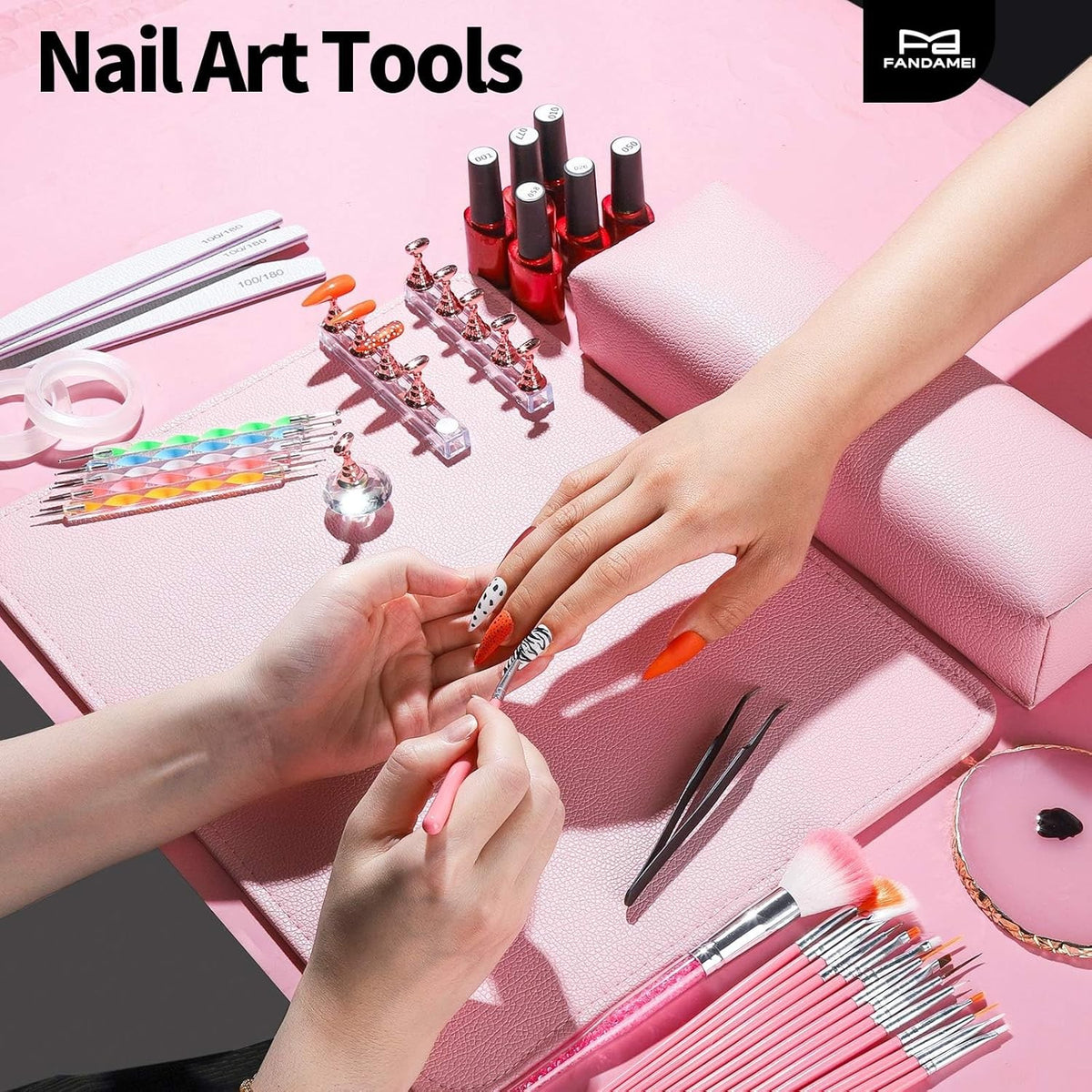Nail Art Tools Kit with Brushes Dotting Tools & Palette for DIY Nails