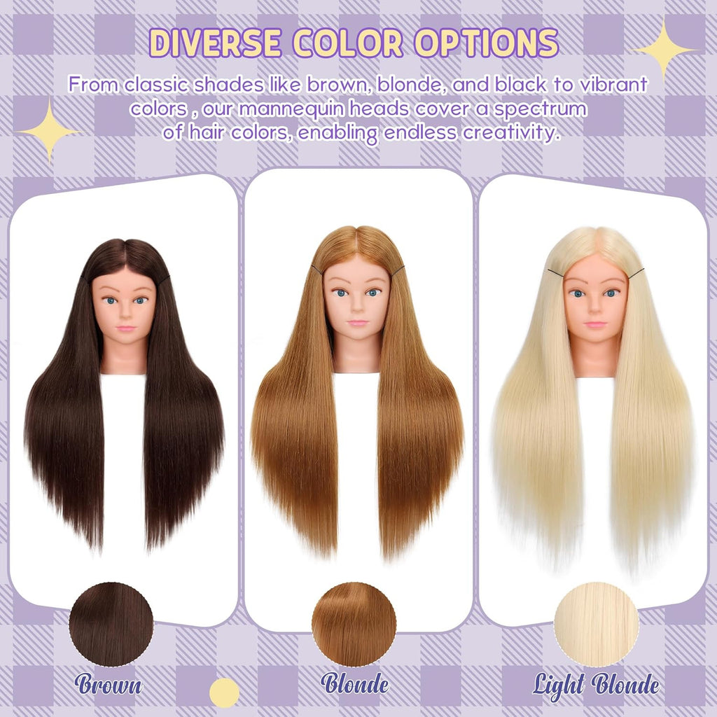 Blonde Human Hair Mannequin Head for Cosmetology Training 26-28" with Clamp