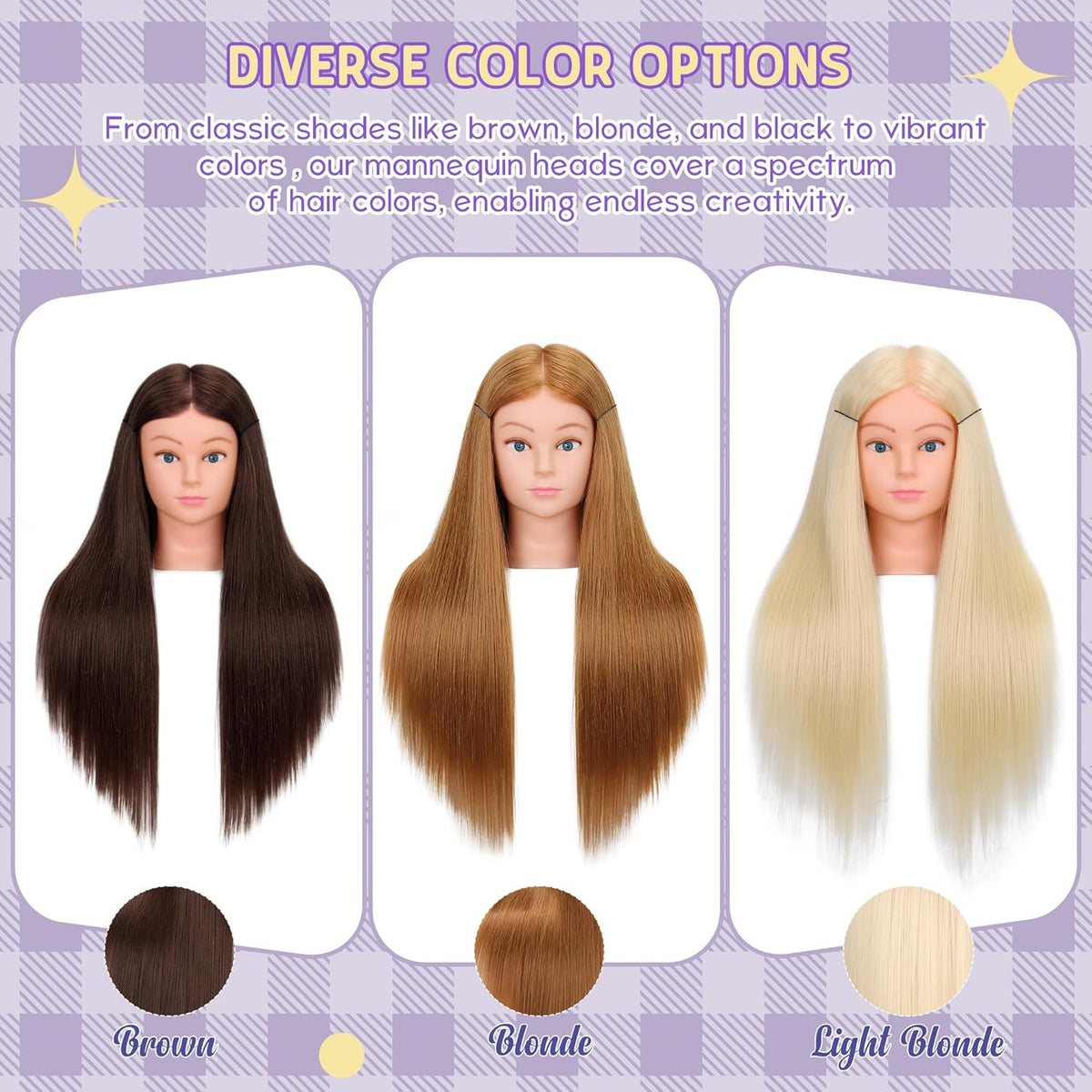 Blonde Human Hair Mannequin Head for Cosmetology Training 26-28" with Clamp