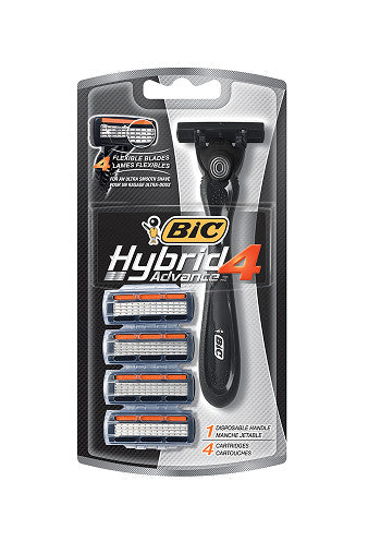 BIC Hybrid 4 Advance Disposable Razor Handle & 4 Refills