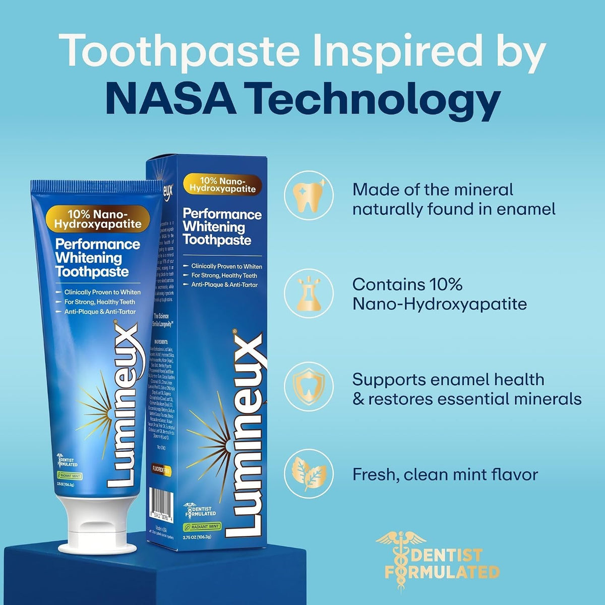Nano Hydroxyapatite Whitening Toothpaste - Enamel-Replenishing, Fluoride-Free, 3.75 oz, 2 Pack