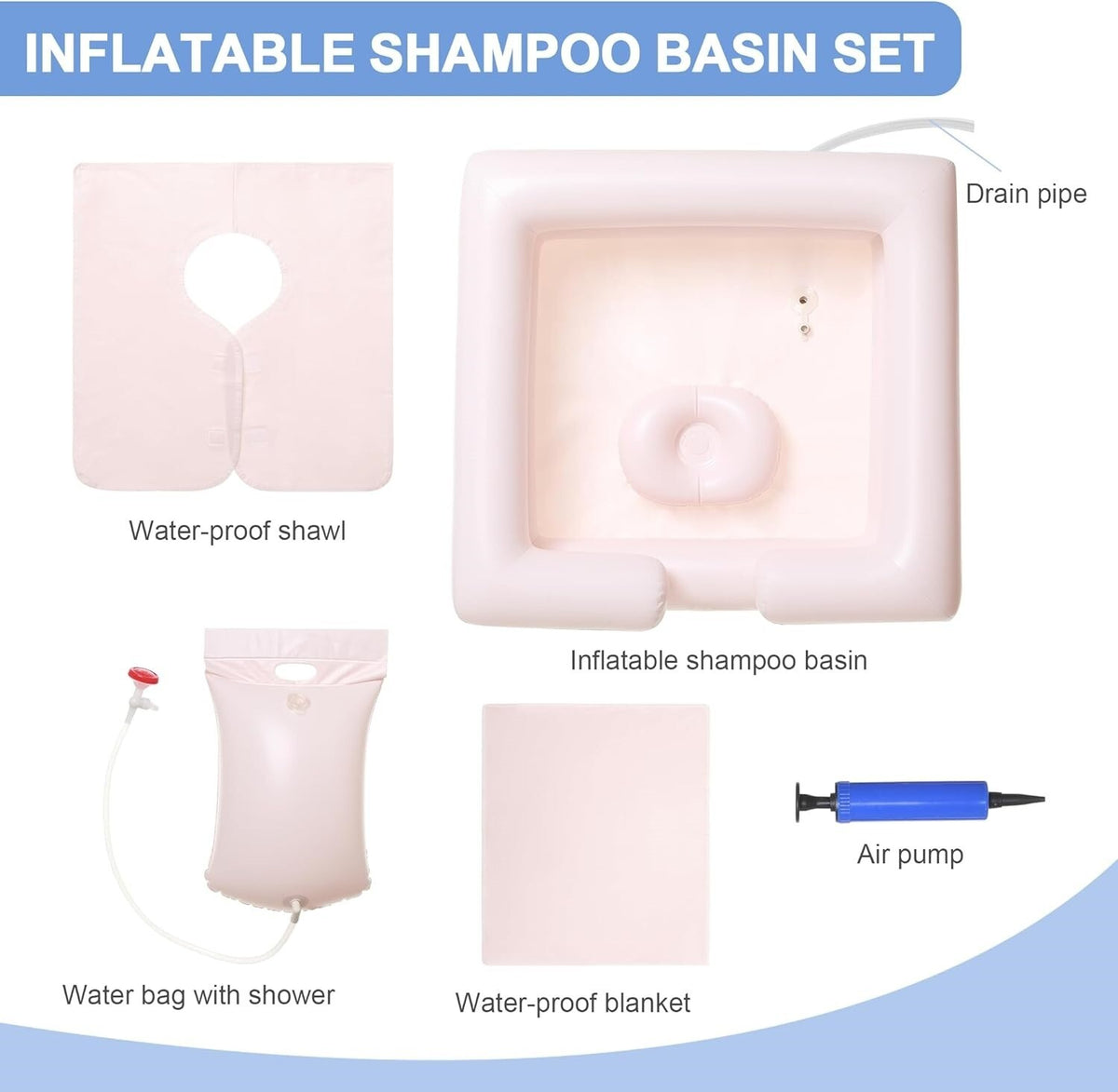 Portable Shampoo Basin for Bedside Hair Washing - Inflatable & Lightweight