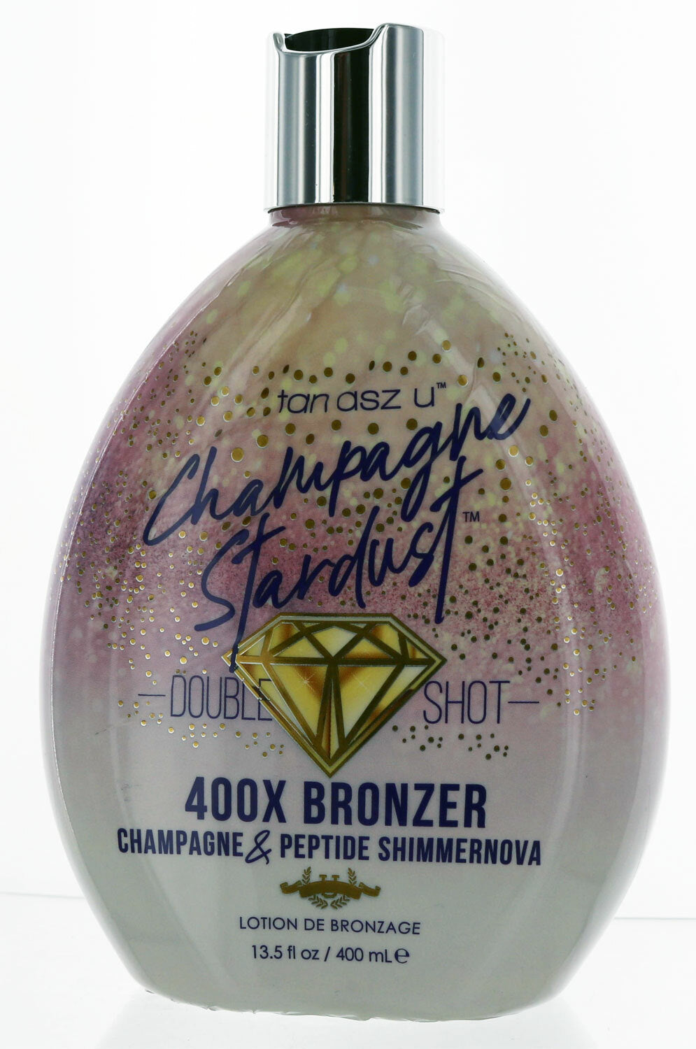 Champagne Stardust Tanning Lotion with 400X Bronzer – Fast, Shimmering Sunless Tanner 13.5 fl oz