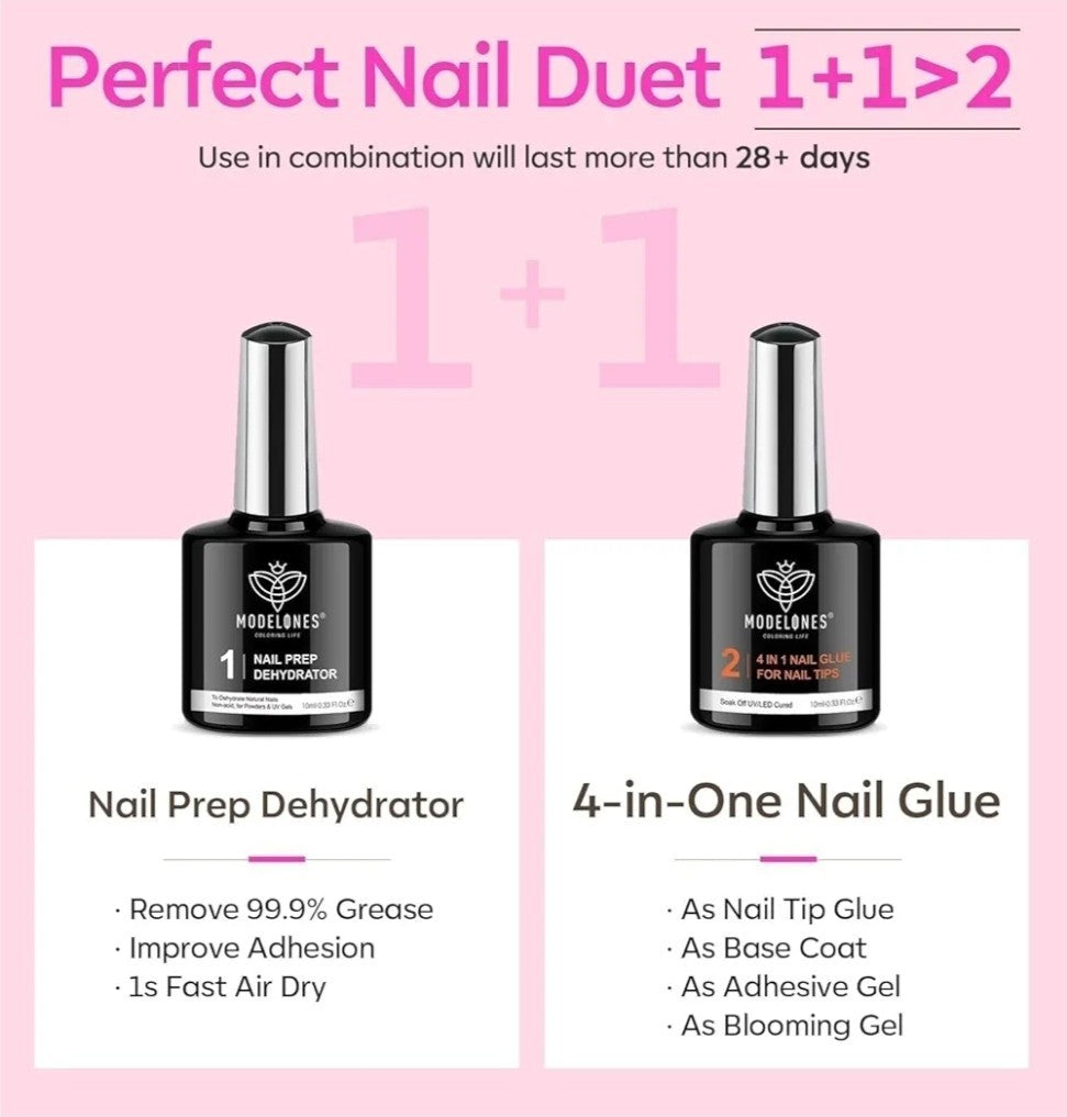 Gel Nail Kit with Long Coffin Tips & 9-in-1 Nail Glue - Home Salon DIY