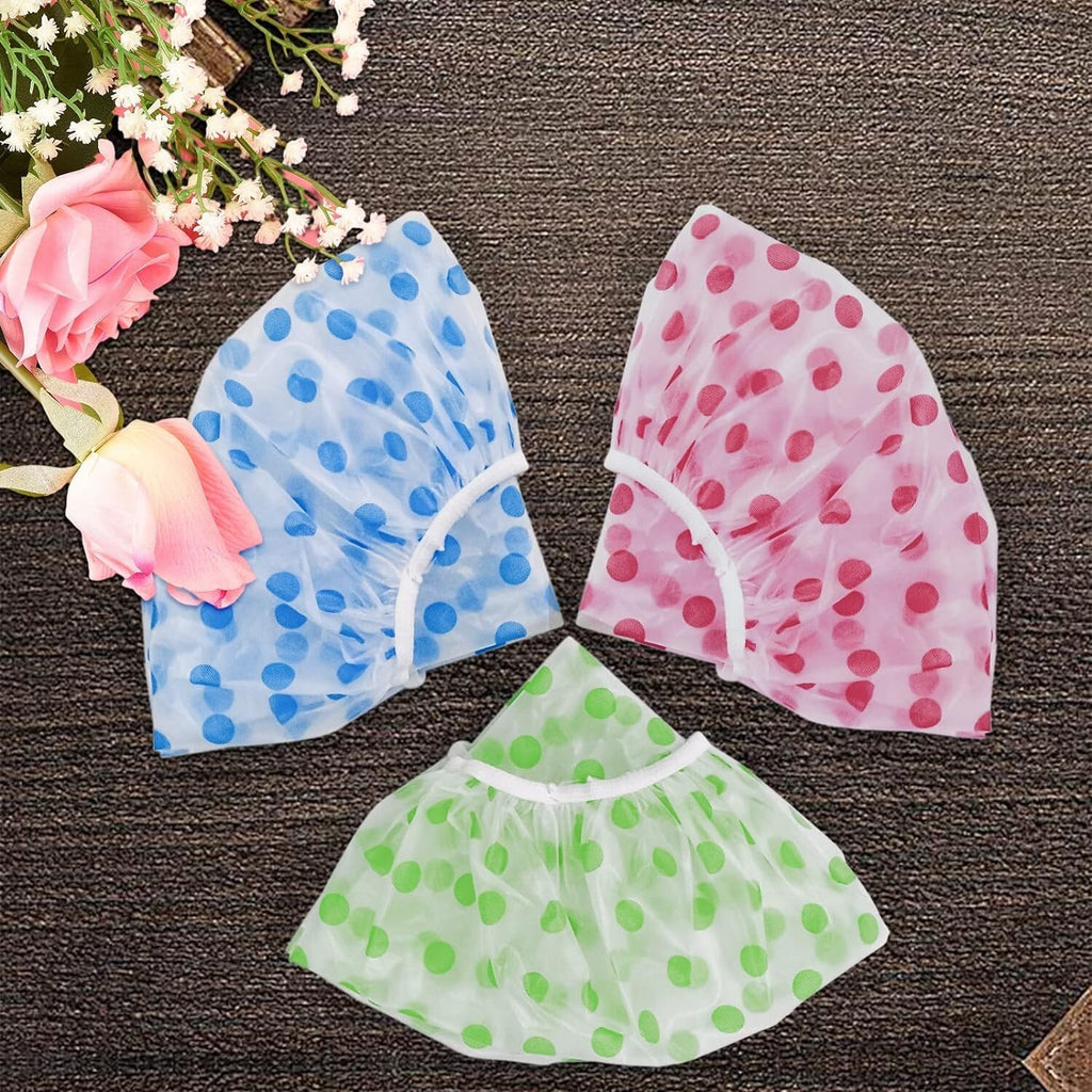Reusable Waterproof Shower Cap for Women - Elastic, Travel-Friendly, Set of 3