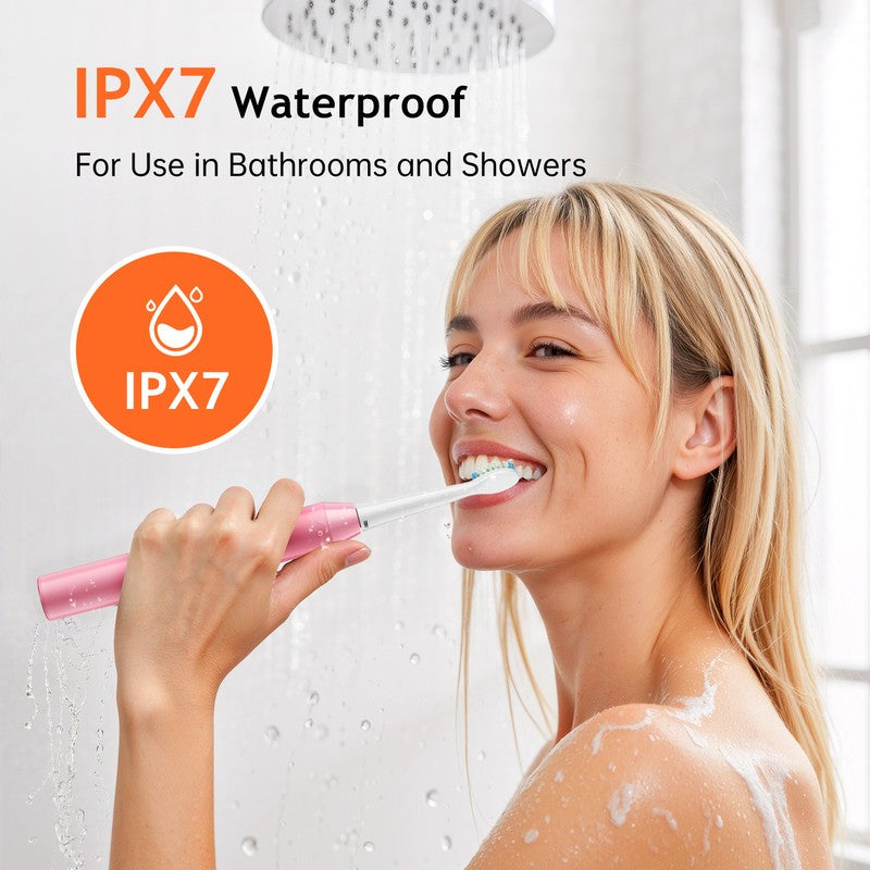 Electric Toothbrush with 5 Modes & 6 Brush Heads, Rechargeable Waterproof