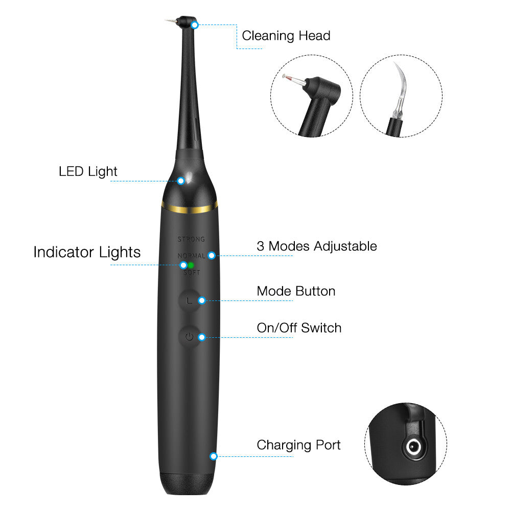 Portable Ultrasonic Tooth Cleaner Plaque & Tartar Remover - Rechargeable Dental Hygiene Device