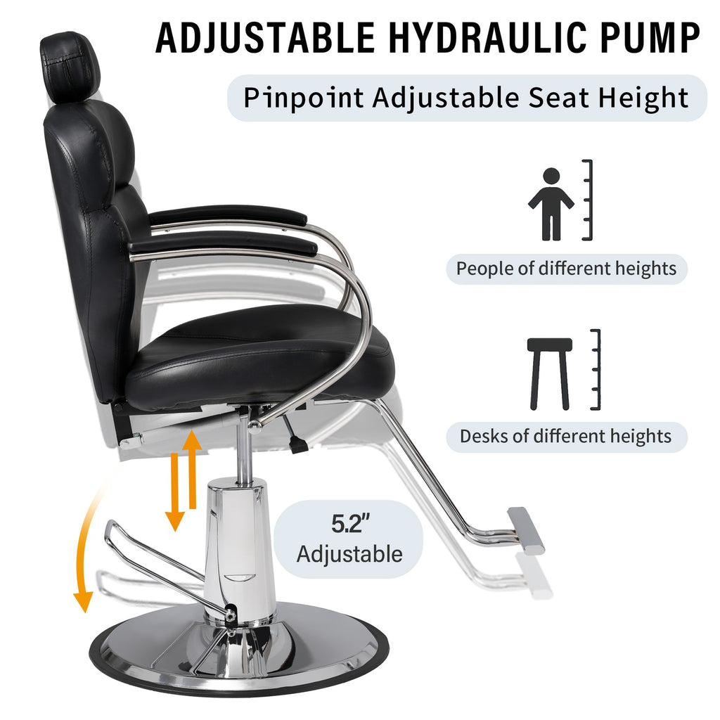 Hydraulic Reclining Barber Chair with Footrest for Salon Hair Styling Spa