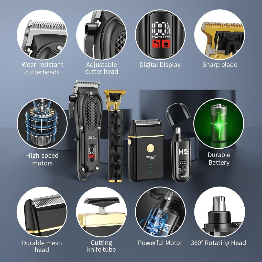 Professional Hair Clipper Set for Men with Beard Trimmer & Accessories