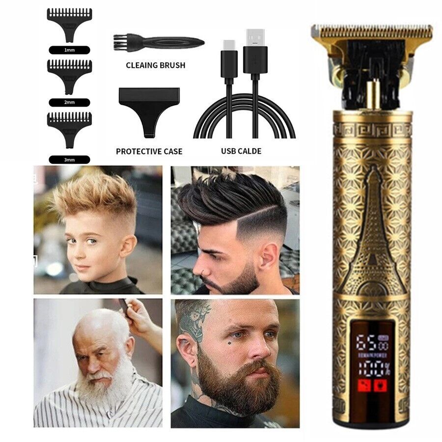 Cordless Professional Hair Clippers & Beard Trimmer Set with Metal Shell
