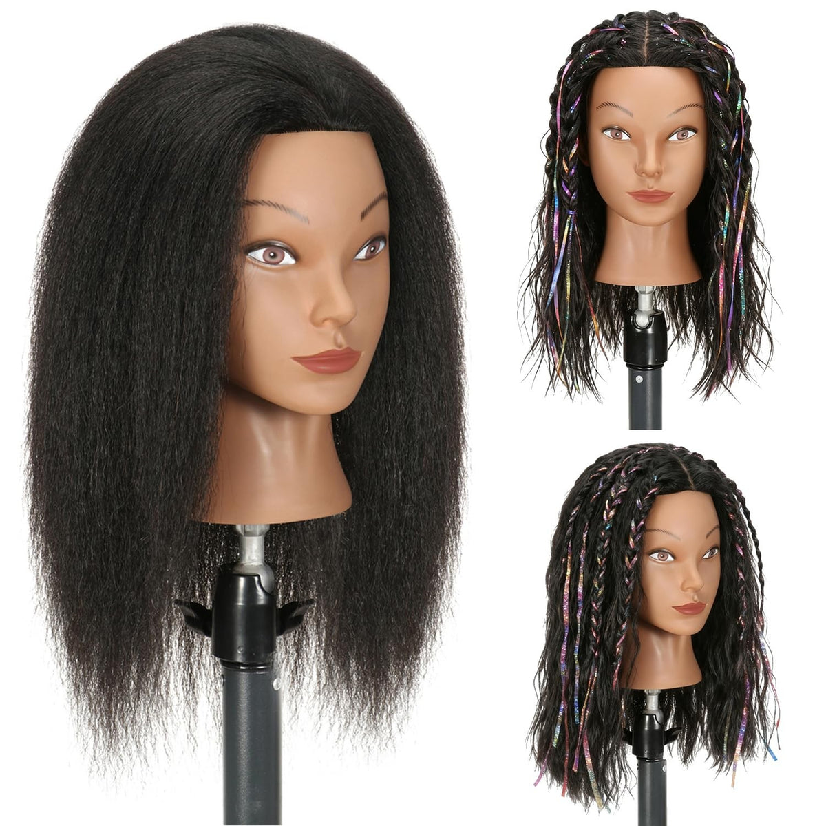 14-Inch Mannequin Head with Real Hair for Hair Styling and Braiding Practice