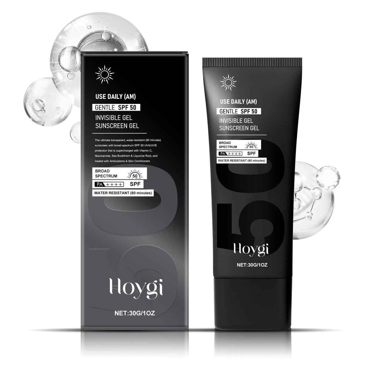 SPF 50 Sunscreen Gel with Niacinamide Brightening UV Protection - Non-Greasy