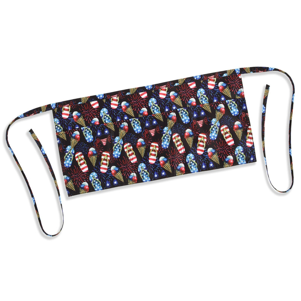 Patriotic Waterproof Apron with Pockets - Fourth of July Chef & Server Uniform