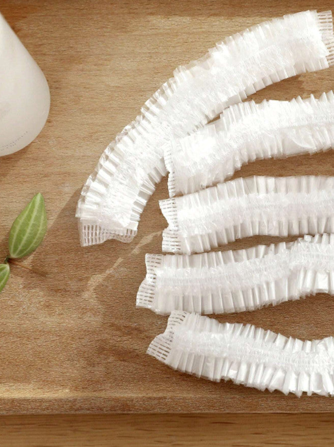 Disposable Plastic Shower Caps for Hair Dye & Salon Use - Waterproof, 100 Pack