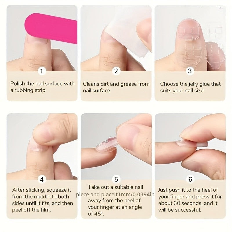 360PCS Press-On Nails Set Short Almond Square Tips Easy-Apply & Reusable