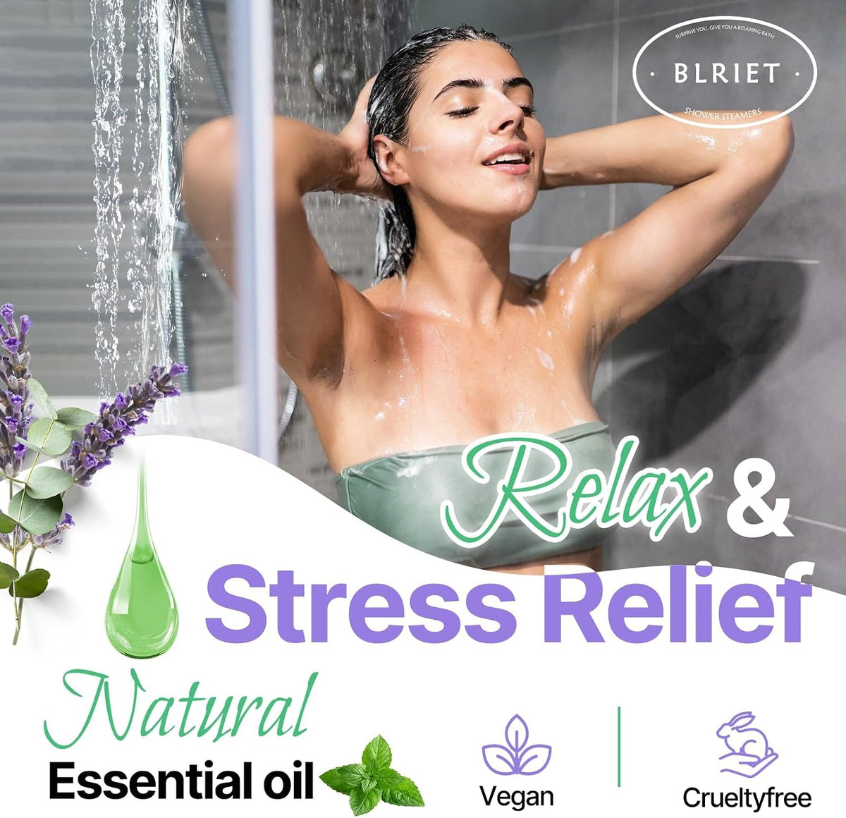 Aromatherapy Shower Steamers Set - Relaxing Essential Oil Bath Pods, 8 Count