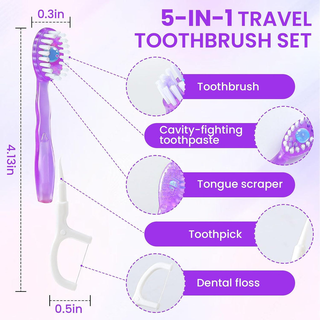 72 Pack Disposable Mini Toothbrushes with Built-in Toothpaste and Floss
